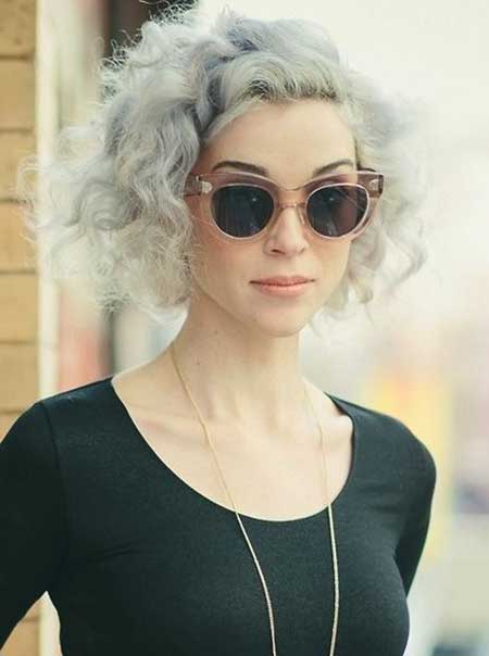 curly grey bob hairstyle 2022